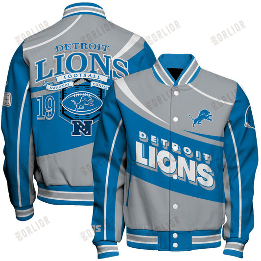 Detroit Lions Football Team 2024- 25 Supreme On The Pitch Unisex Varsity Jacket