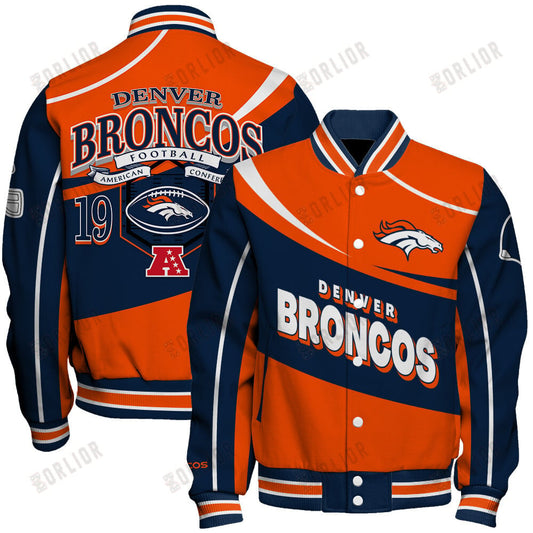 Denver Broncos Football Team 2024- 25 Supreme On The Pitch Unisex Varsity Jacket