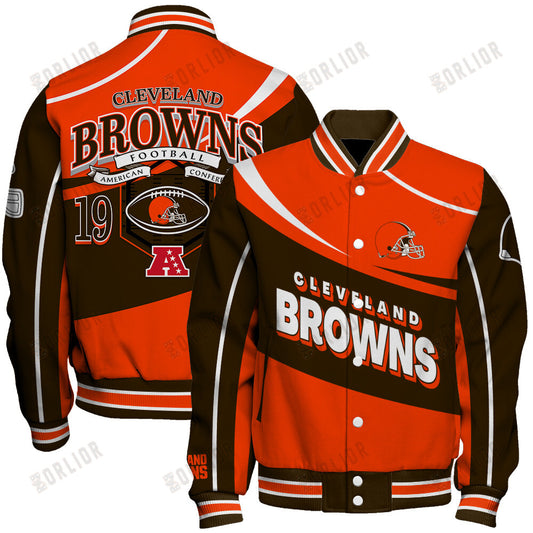 Cleveland Browns Football Team 2024- 25 Supreme On The Pitch Unisex Varsity Jacket