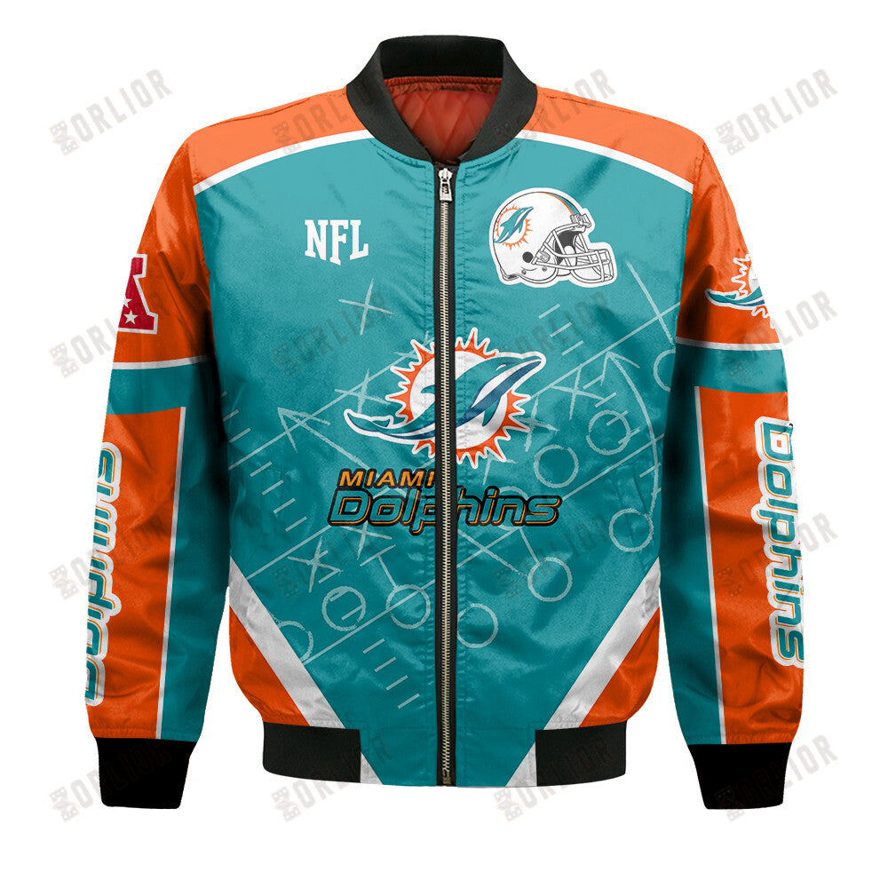 Miami Dolphins Football Team 2024- 25 The Heat Of The New Season Bomber Jacket