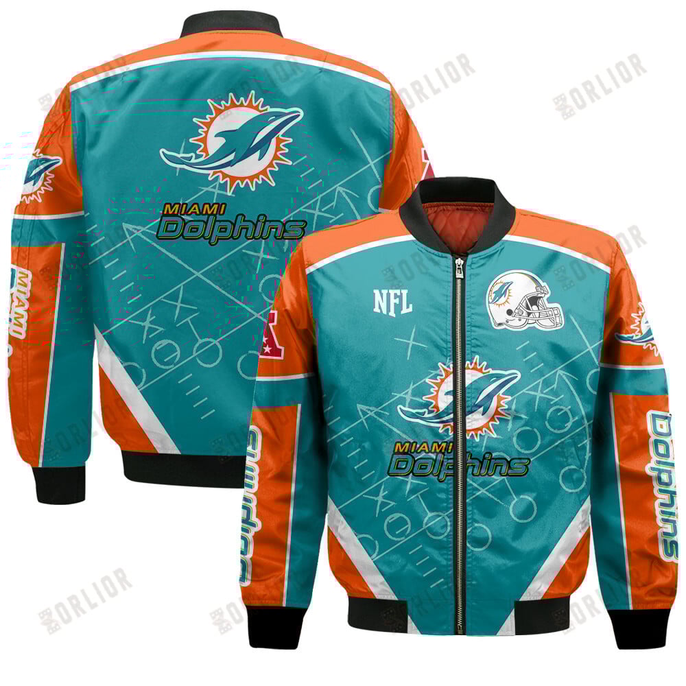 Miami Dolphins Football Team 2024- 25 The Heat Of The New Season Bomber Jacket