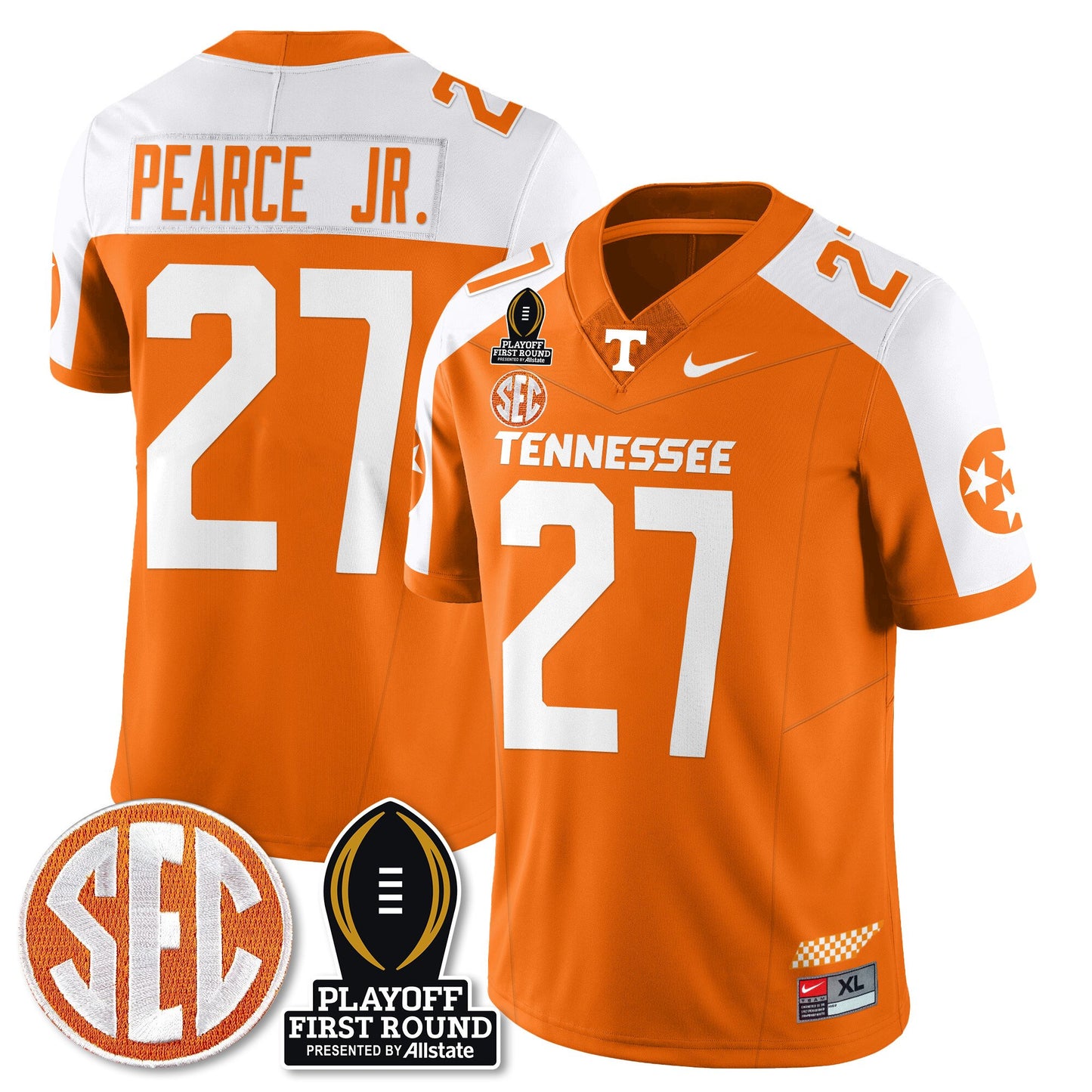 Tennessee Volunteers Football Jersey - Playoff First Round Patch - All Stitched