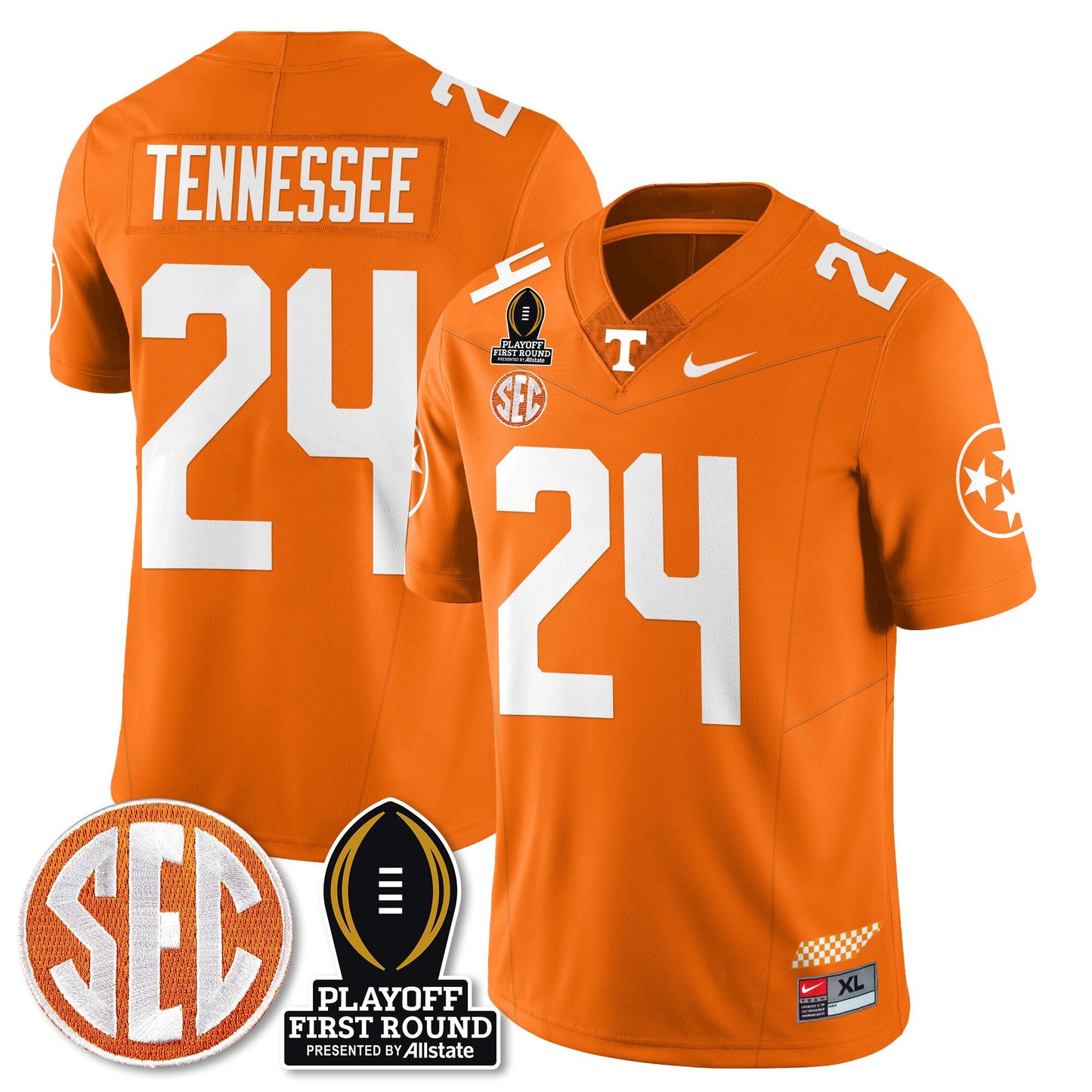 Tennessee Volunteers Football Jersey - Playoff First Round Patch - All Stitched