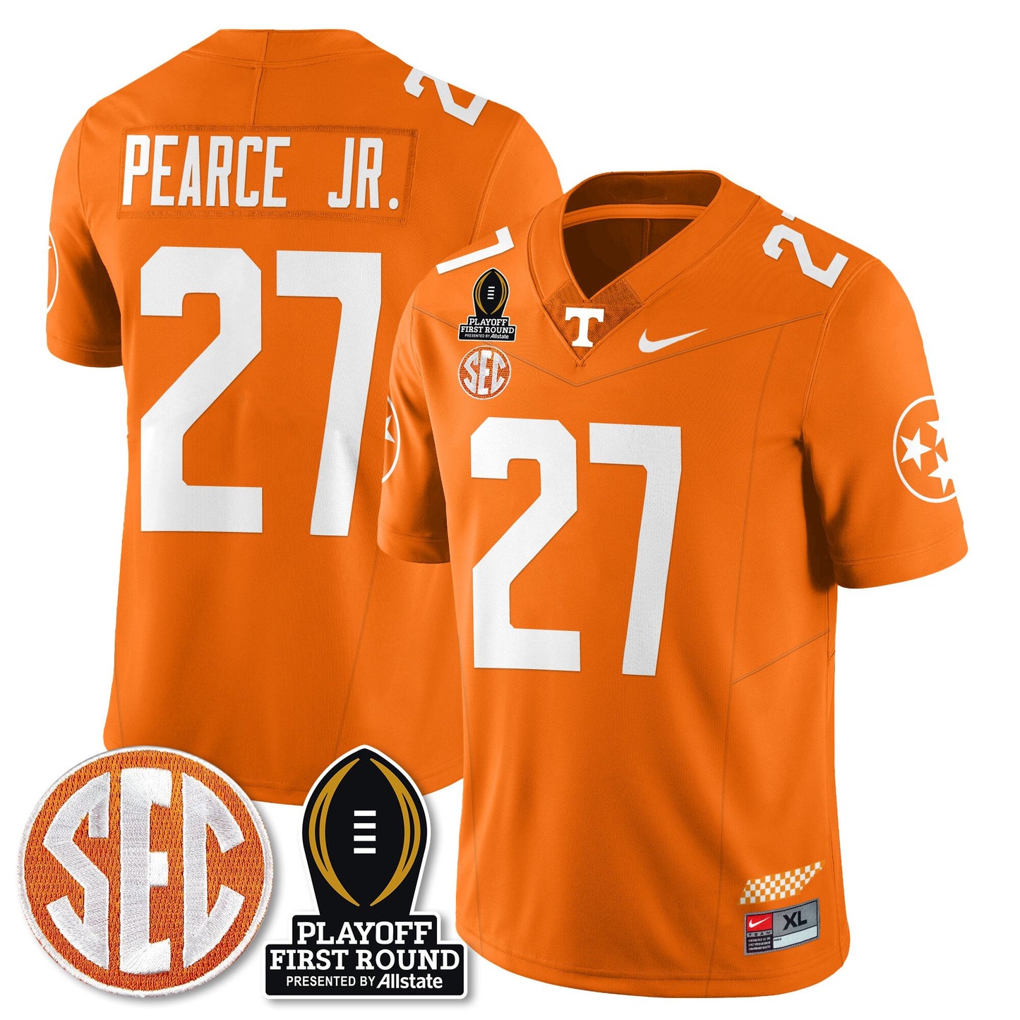 Tennessee Volunteers Football Jersey - Playoff First Round Patch - All Stitched