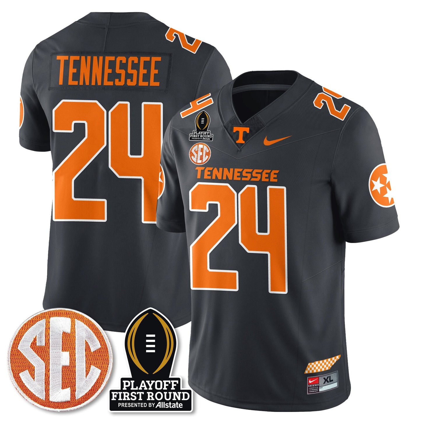 Tennessee Volunteers Football Jersey - Playoff First Round Patch - All Stitched