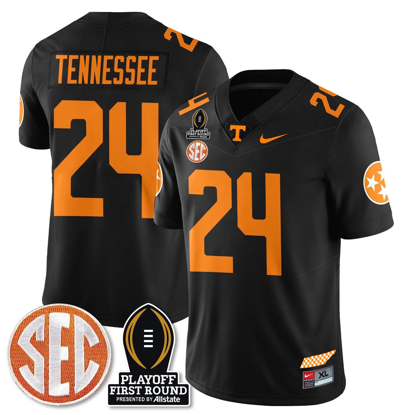 Tennessee Volunteers Football Jersey - Playoff First Round Patch - All Stitched