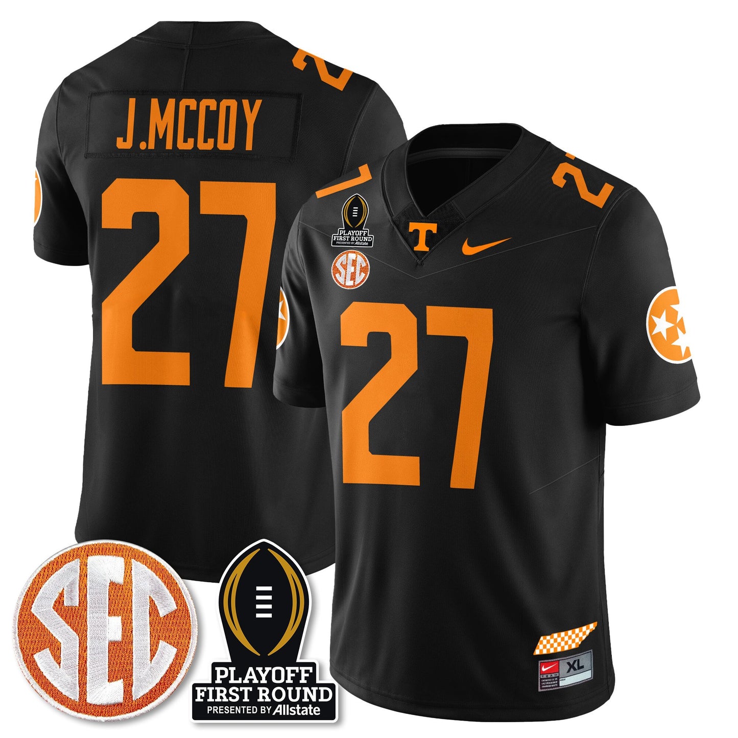 Tennessee Volunteers Football Jersey - Playoff First Round Patch - All Stitched