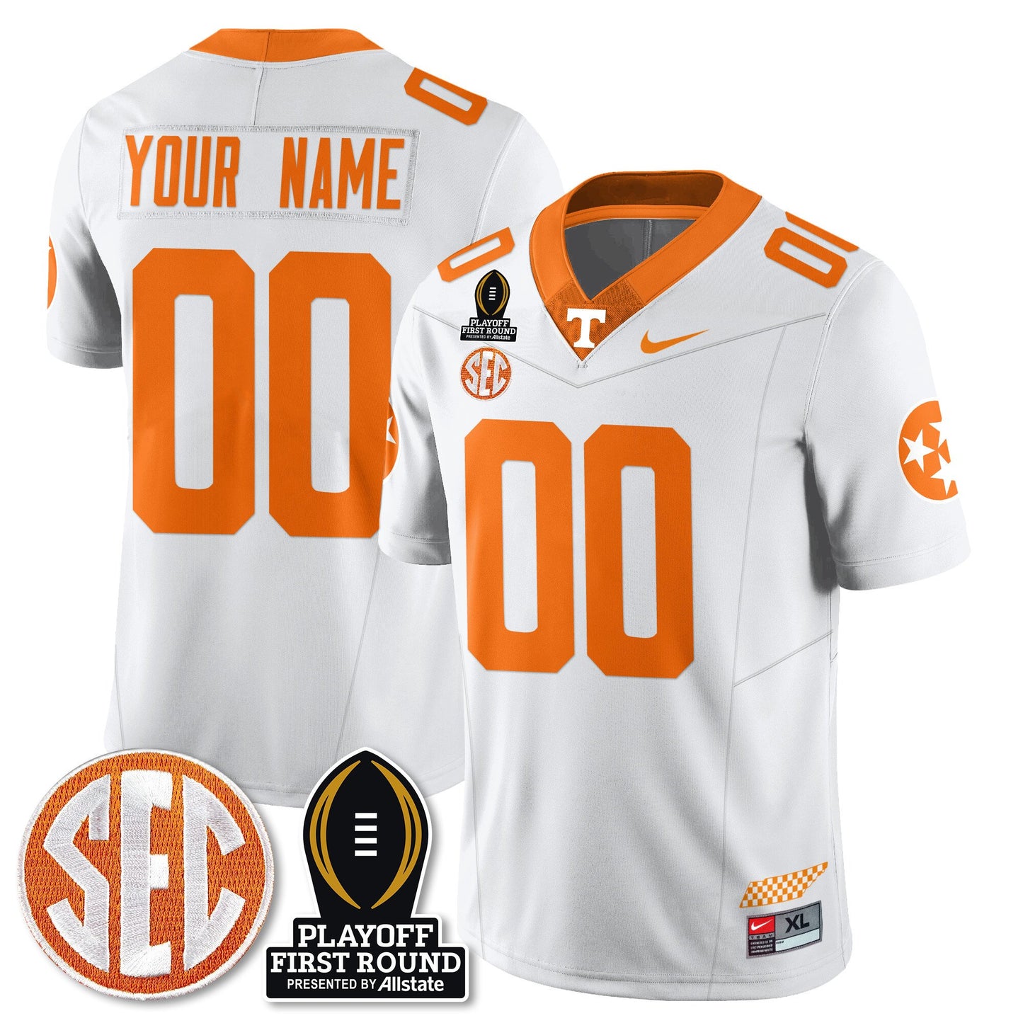 Custom Tennessee Volunteers Football Jersey - Playoff First Round Patch - All Stitched