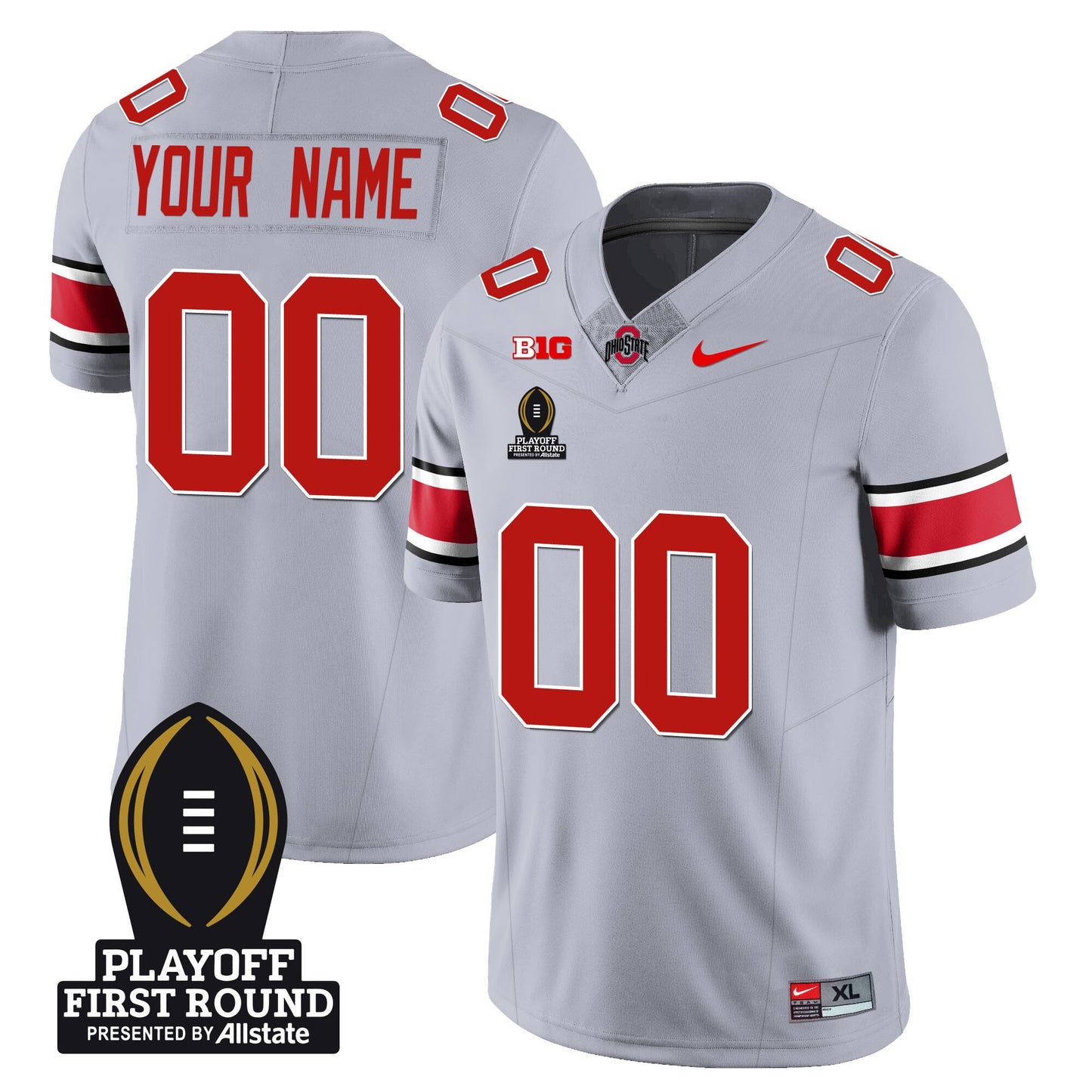 Custom Ohio State Buckeyes Football - Playoff First Round Patch - All Stitched