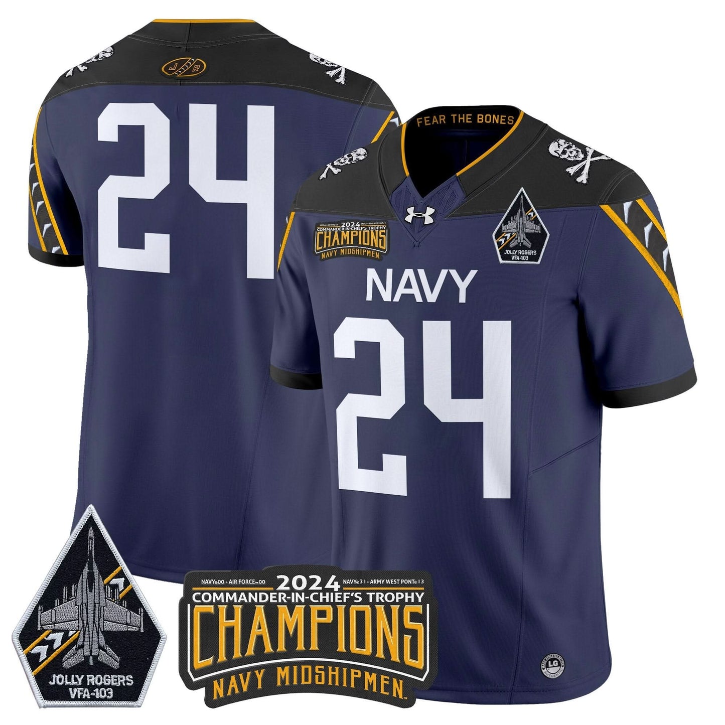 Navy Midshipmen 2024 Commander-In-Chief's Trophy Champions Patch Vapor Limited Jersey - All Stitched