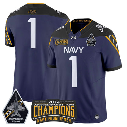 Navy Midshipmen 2024 Commander-In-Chief's Trophy Champions Patch Vapor Limited Jersey - All Stitched