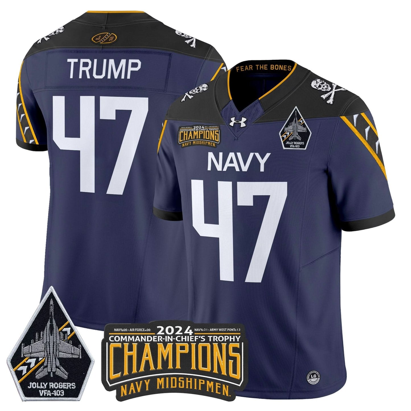 Navy Midshipmen 2024 Commander-In-Chief's Trophy Champions Patch Vapor Limited Jersey - All Stitched