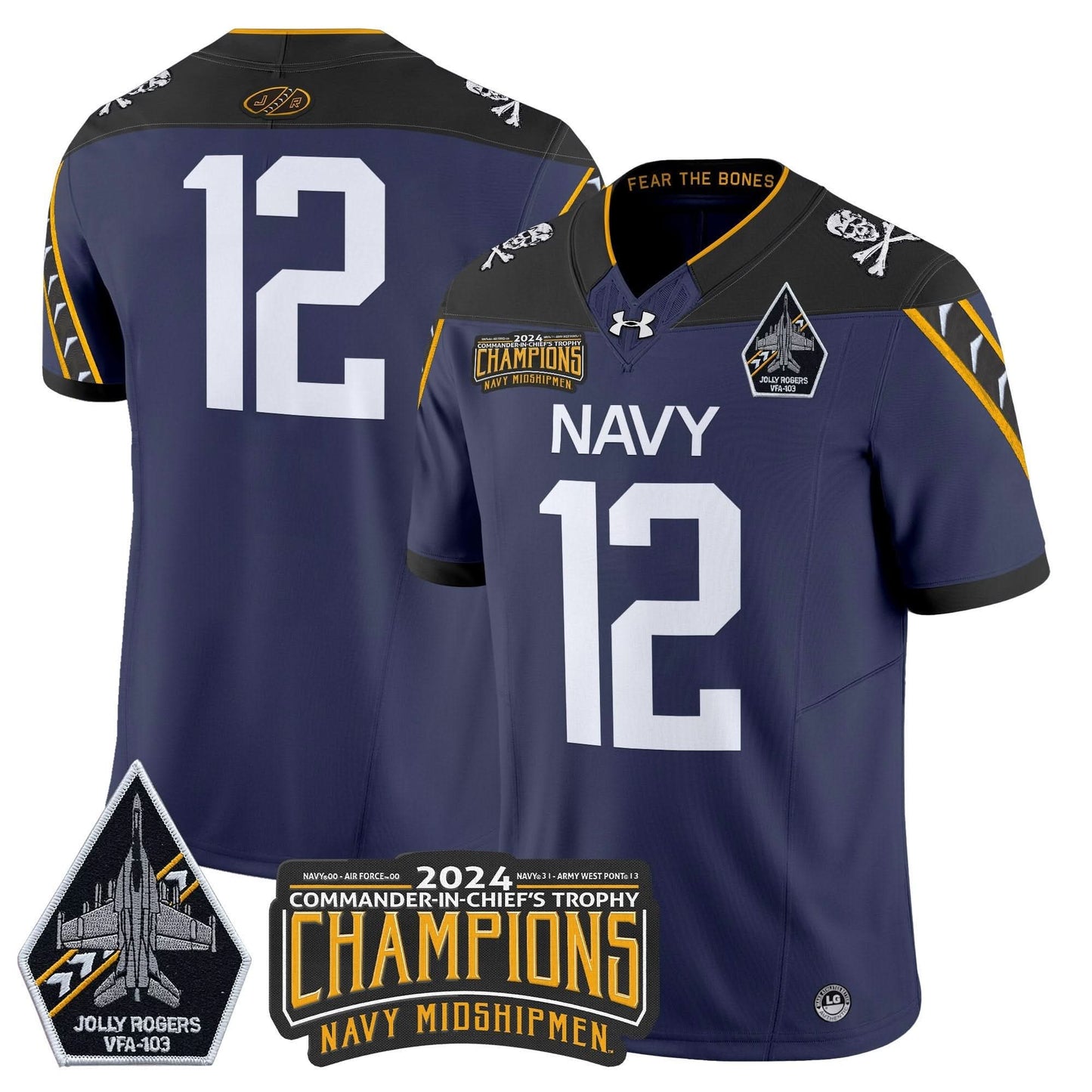Navy Midshipmen 2024 Commander-In-Chief's Trophy Champions Patch Vapor Limited Jersey - All Stitched