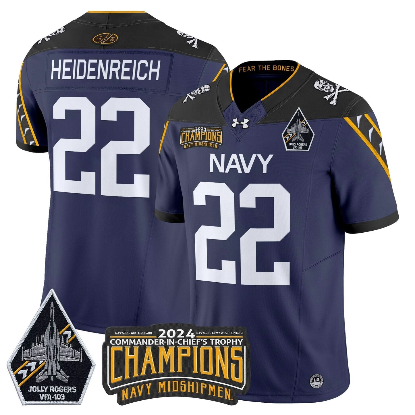 Navy Midshipmen 2024 Commander-In-Chief's Trophy Champions Patch Vapor Limited Jersey - All Stitched