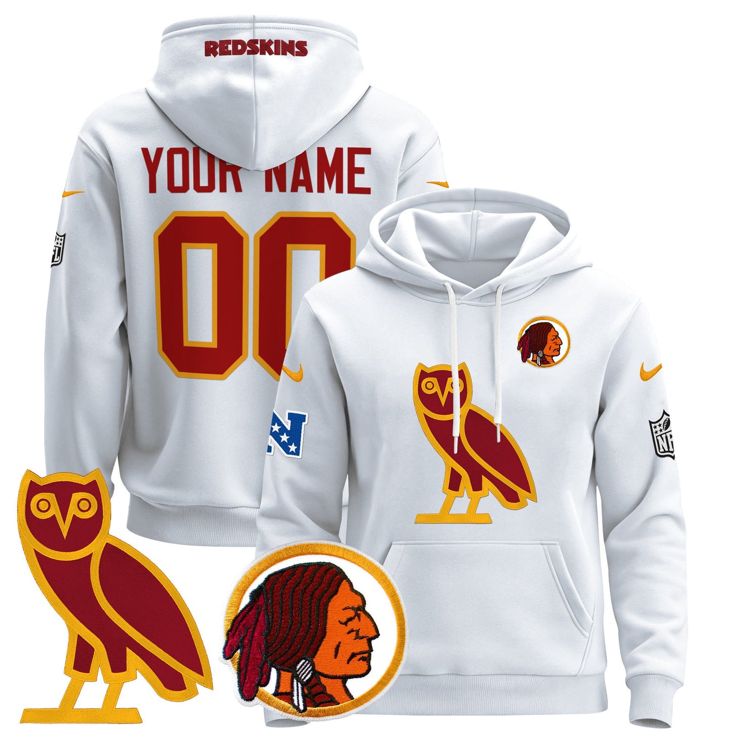 Washington Redskins OVO 2024 Custom Pullover Hoodie