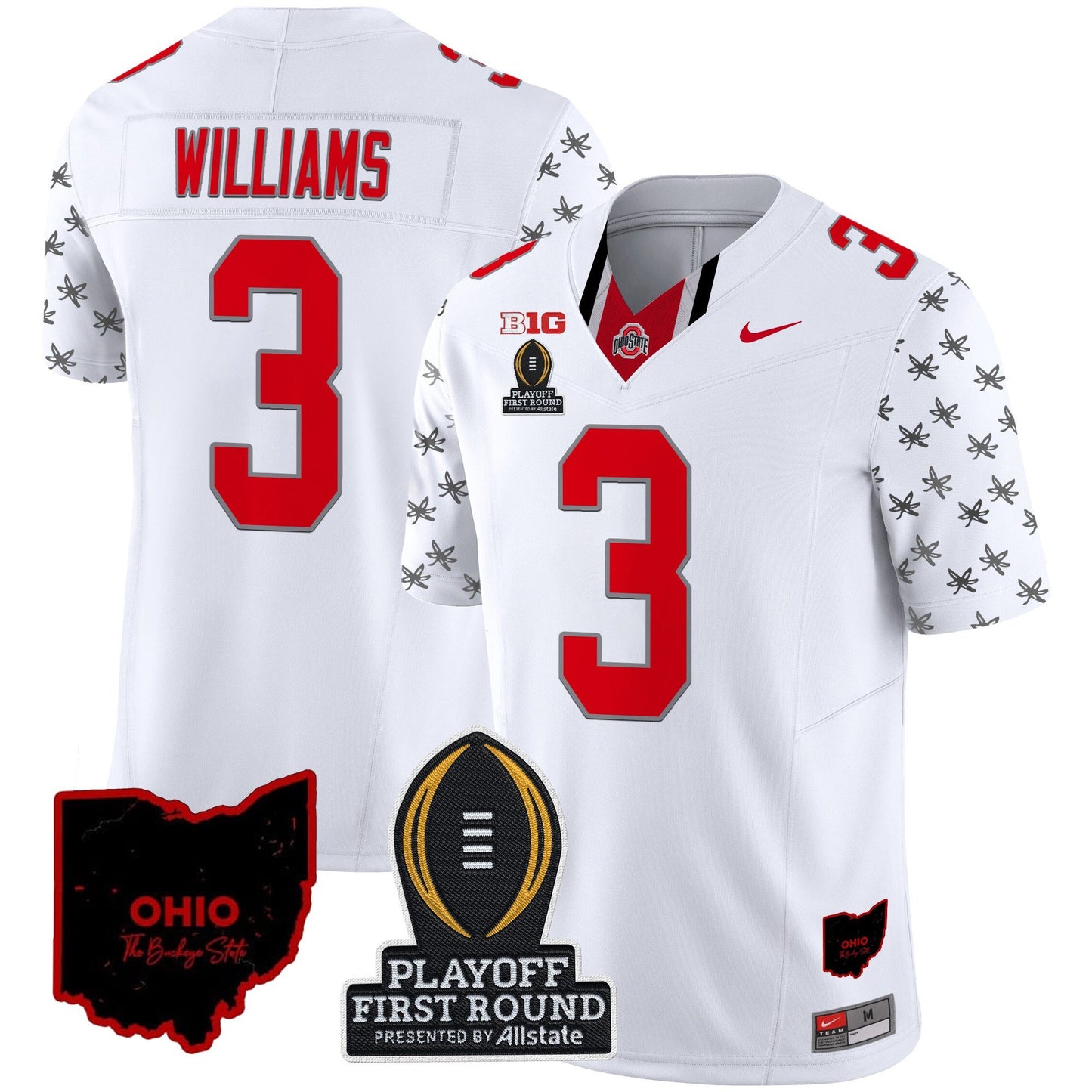 Ohio State Buckeyes 2024 Playoff First Round Patch Vapor Limited Jersey - All Stitched