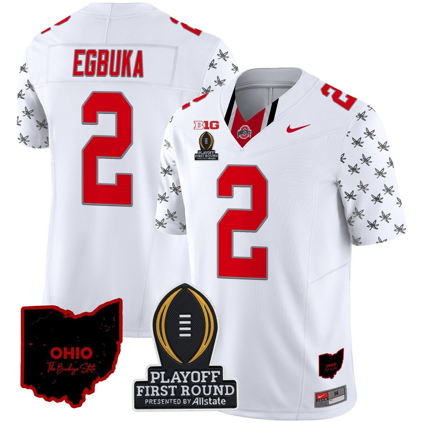 Ohio State Buckeyes 2024 Playoff First Round Patch Vapor Limited Jersey - All Stitched