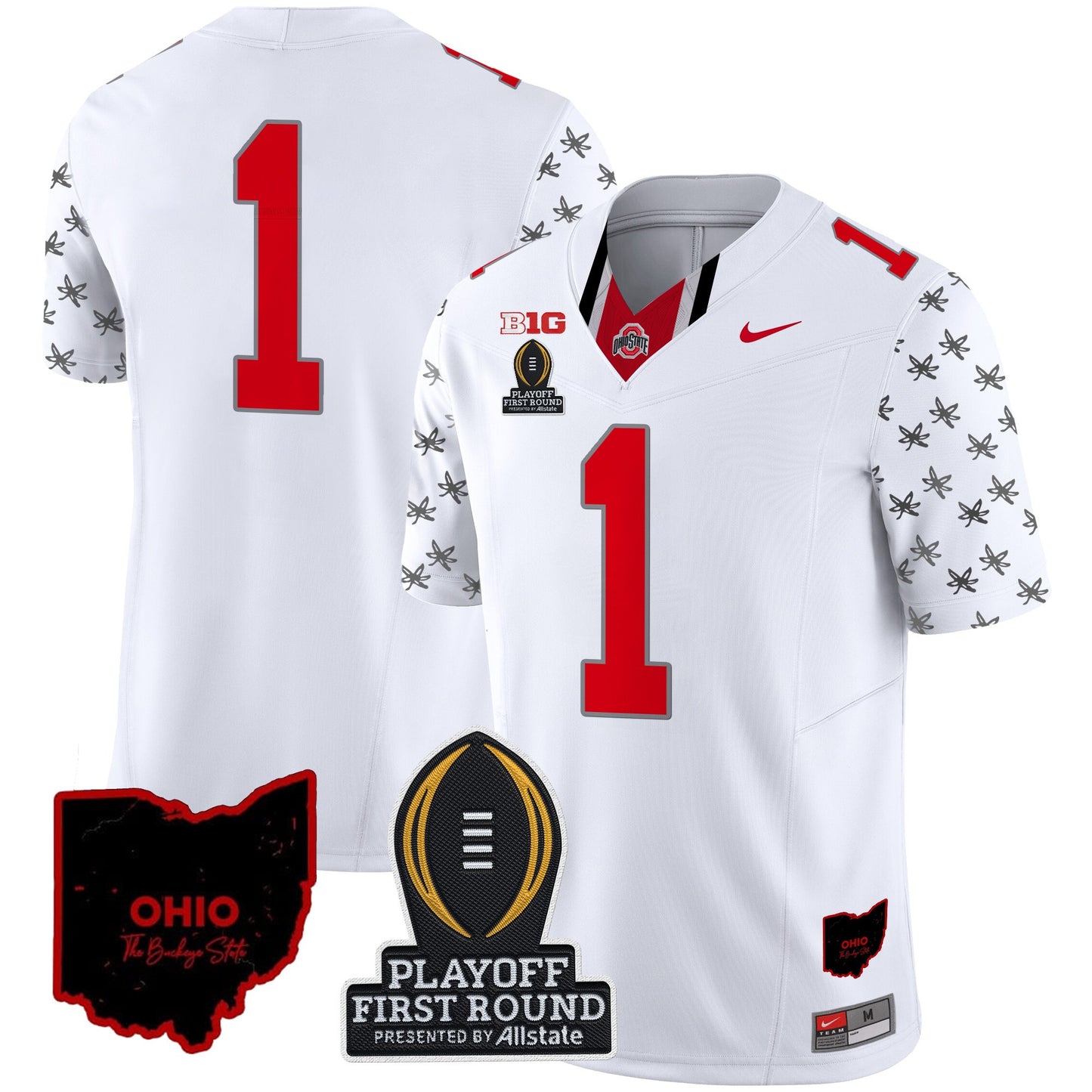 Ohio State Buckeyes 2024 Playoff First Round Patch Vapor Limited Jersey - All Stitched