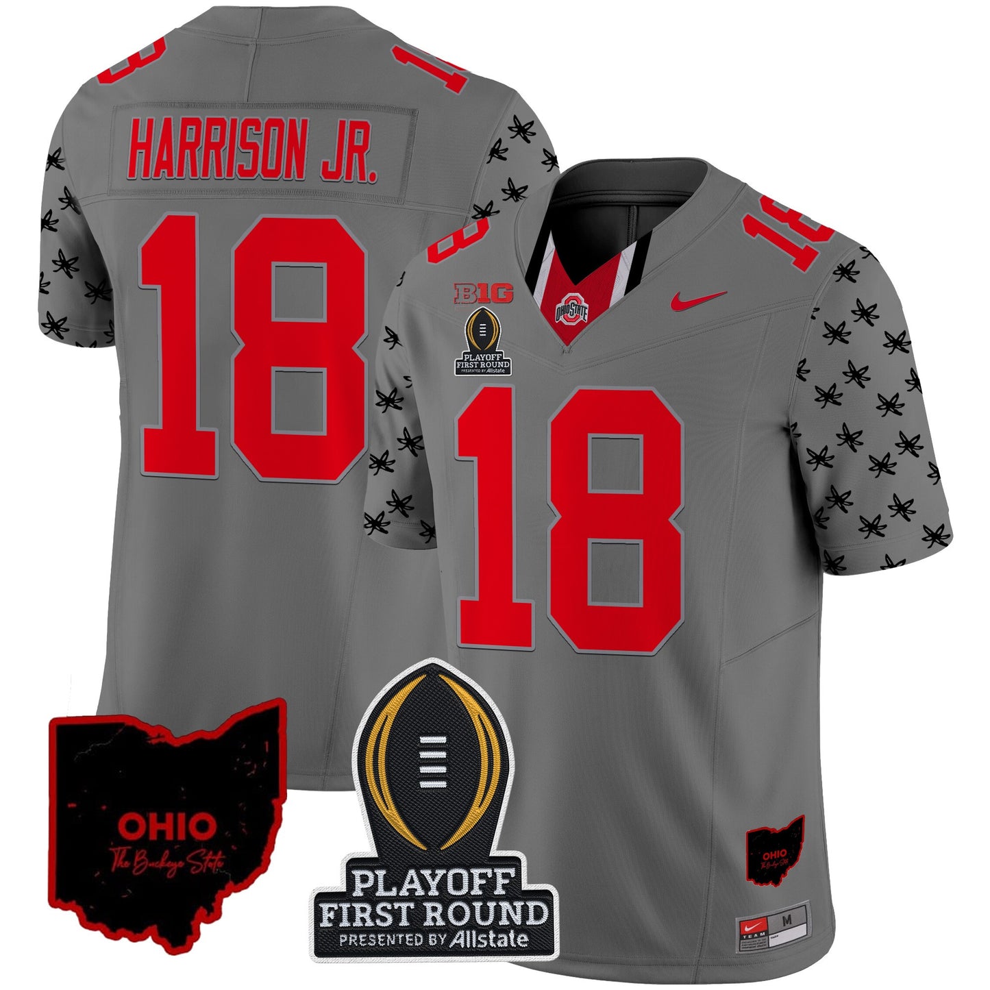 Ohio State Buckeyes 2024 Playoff First Round Patch Vapor Limited Jersey - All Stitched