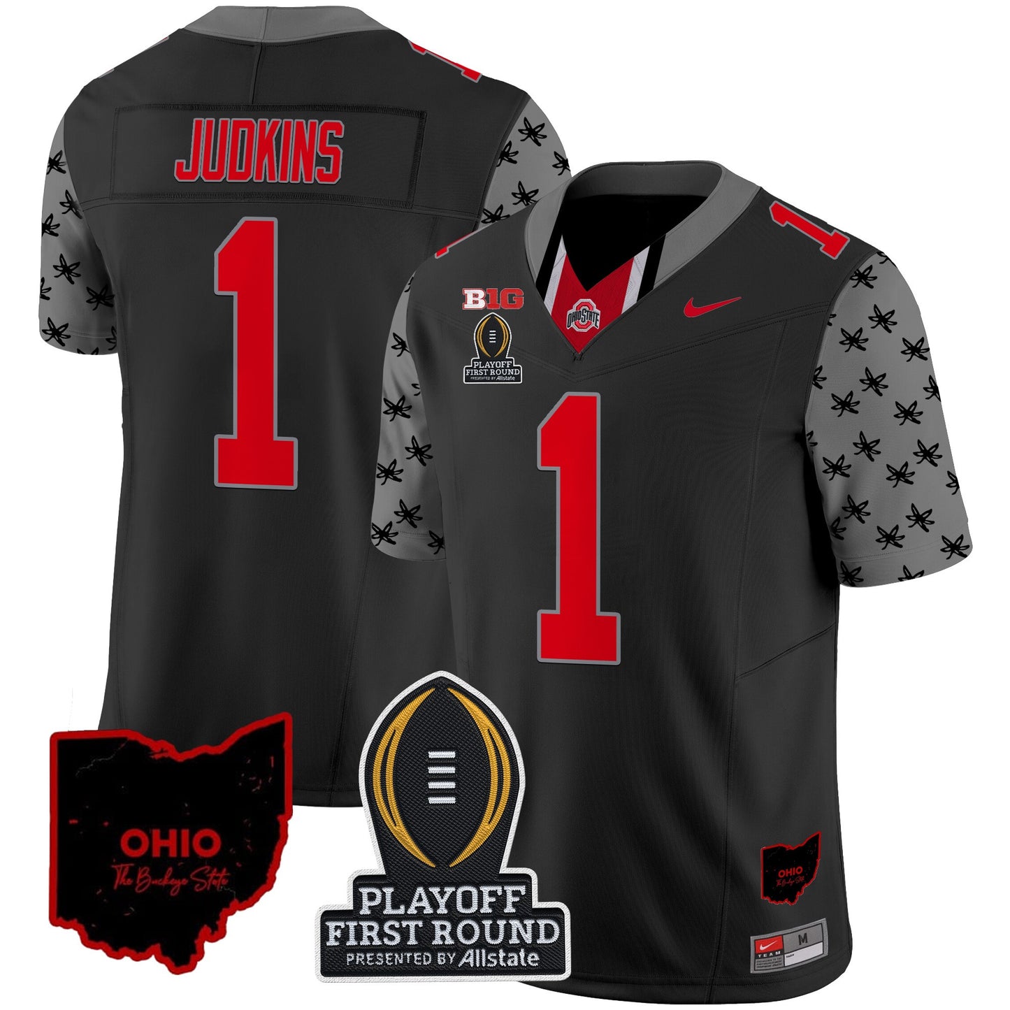 Ohio State Buckeyes 2024 Playoff First Round Patch Vapor Limited Jersey - All Stitched