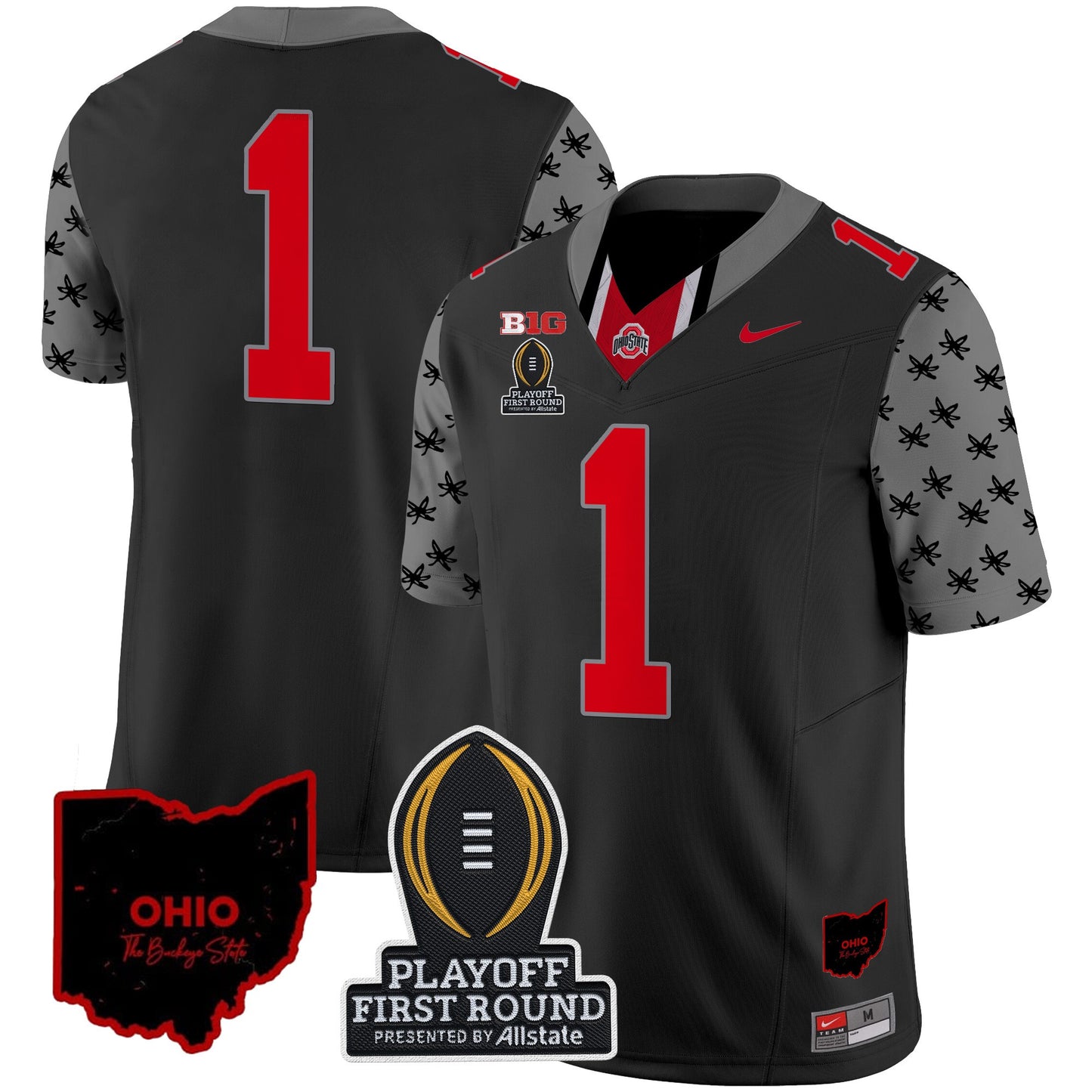 Ohio State Buckeyes 2024 Playoff First Round Patch Vapor Limited Jersey - All Stitched