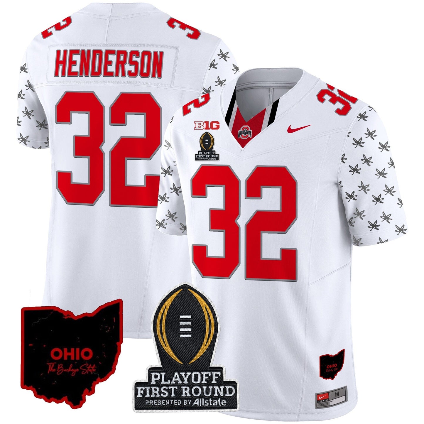 Ohio State Buckeyes 2024 Playoff First Round Patch Vapor Limited Jersey - All Stitched