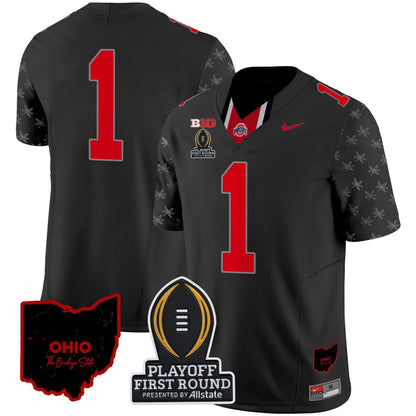 Ohio State Buckeyes 2024 Playoff First Round Patch Vapor Limited Jersey - All Stitched