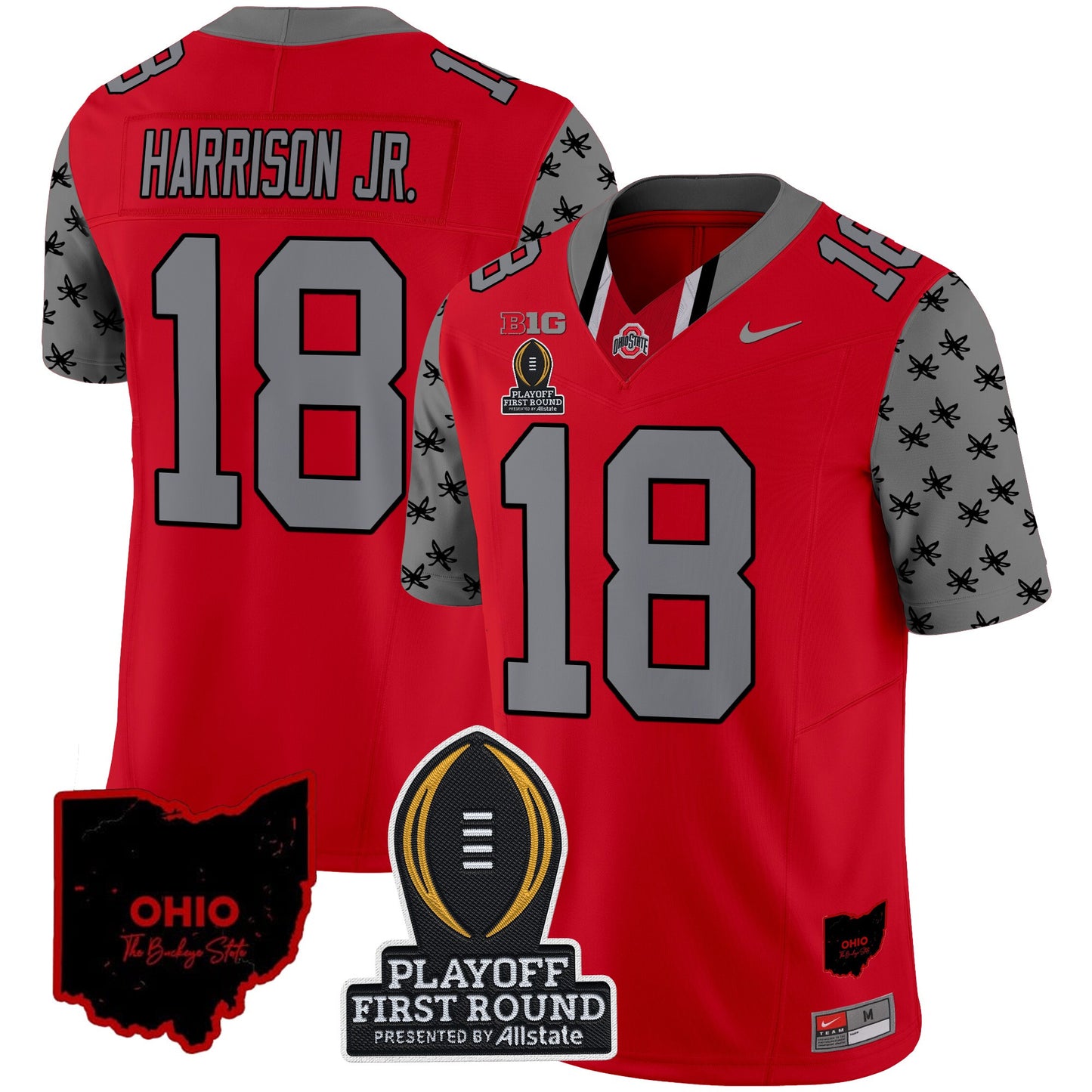 Ohio State Buckeyes 2024 Playoff First Round Patch Vapor Limited Jersey - All Stitched