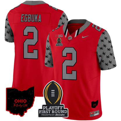 Ohio State Buckeyes 2024 Playoff First Round Patch Vapor Limited Jersey - All Stitched