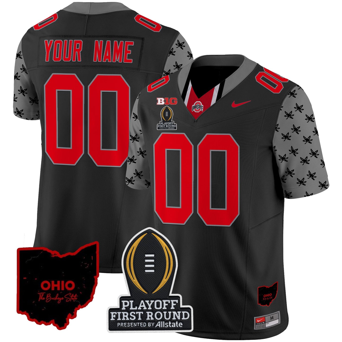 Ohio State Buckeyes 2024 Playoff First Round Patch Vapor Limited Custom Jersey - All Stitched