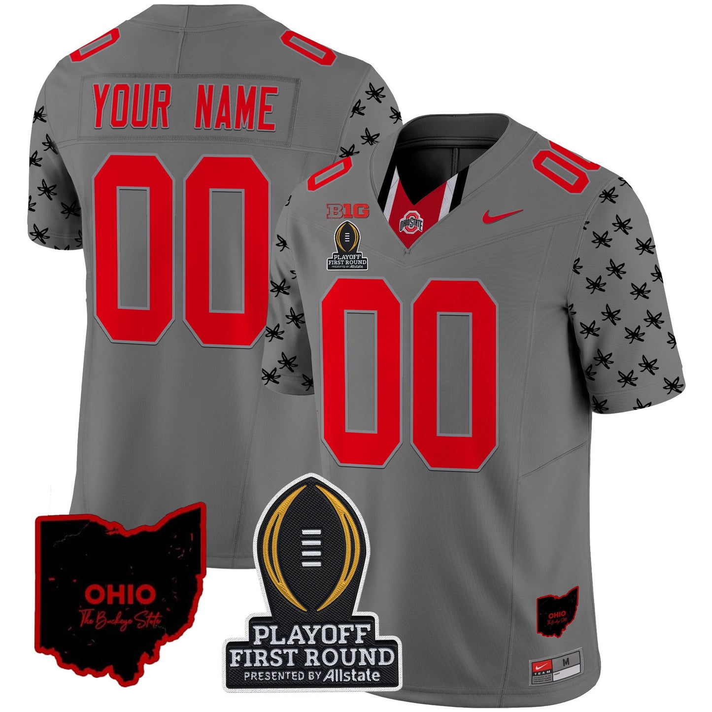 Ohio State Buckeyes 2024 Playoff First Round Patch Vapor Limited Custom Jersey - All Stitched