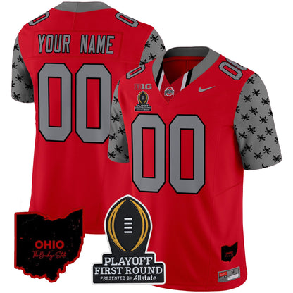 Ohio State Buckeyes 2024 Playoff First Round Patch Vapor Limited Custom Jersey - All Stitched