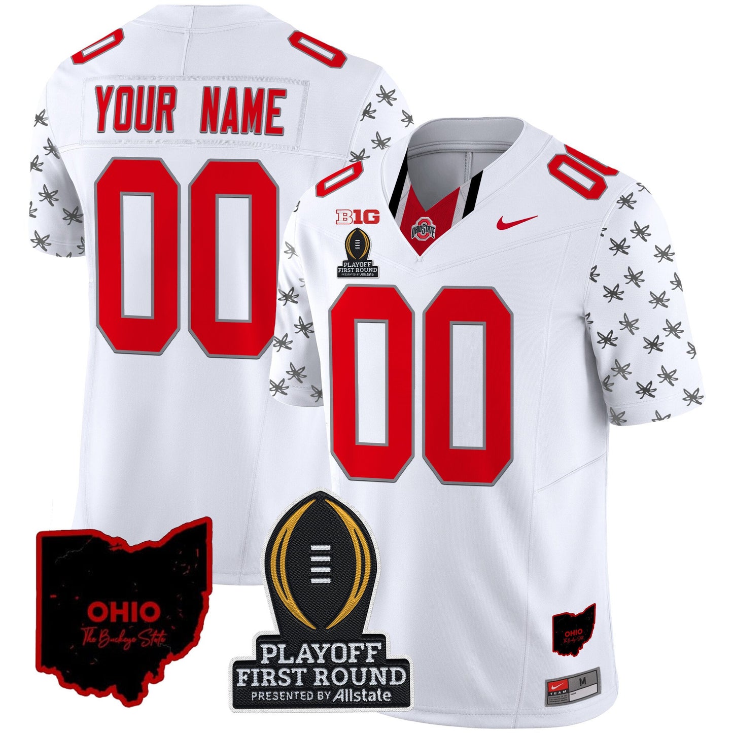 Ohio State Buckeyes 2024 Playoff First Round Patch Vapor Limited Custom Jersey - All Stitched