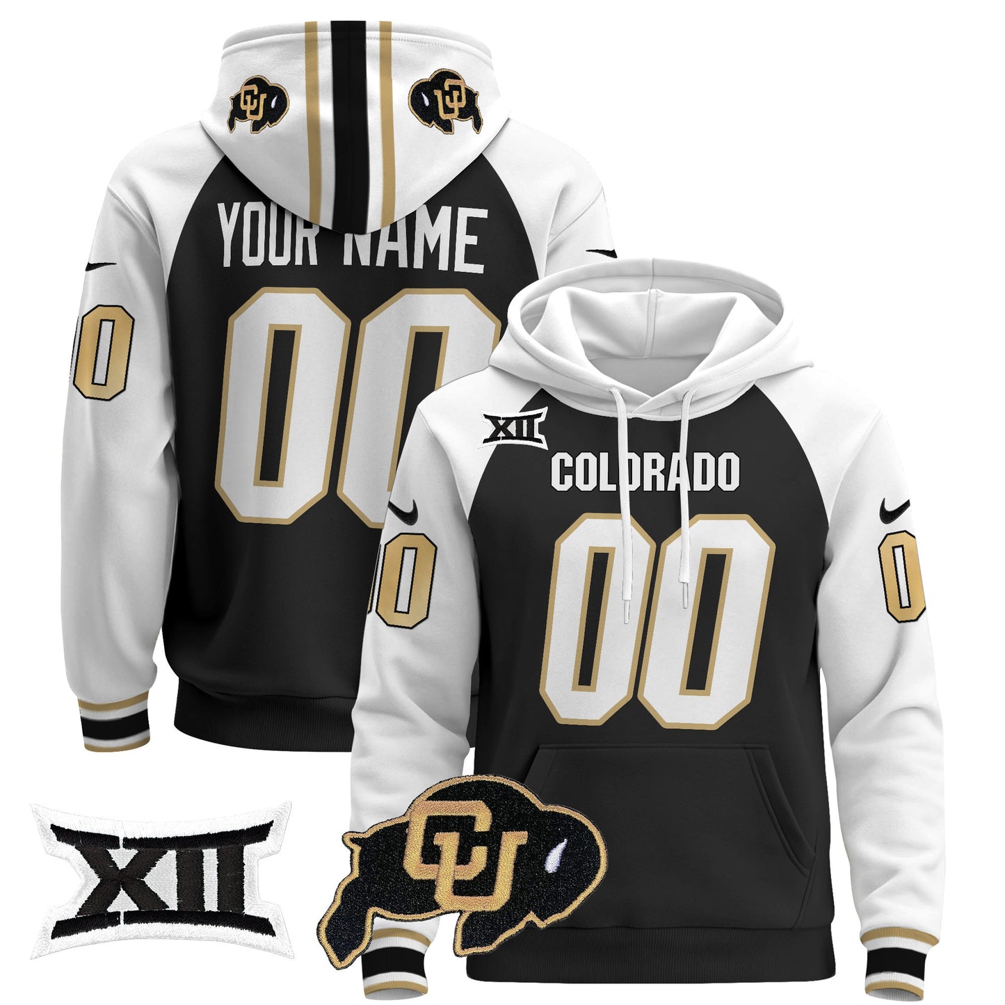 Colorado Buffaloes Custom Pullover Hoodie - Big 12 XII Patch - All Stitched