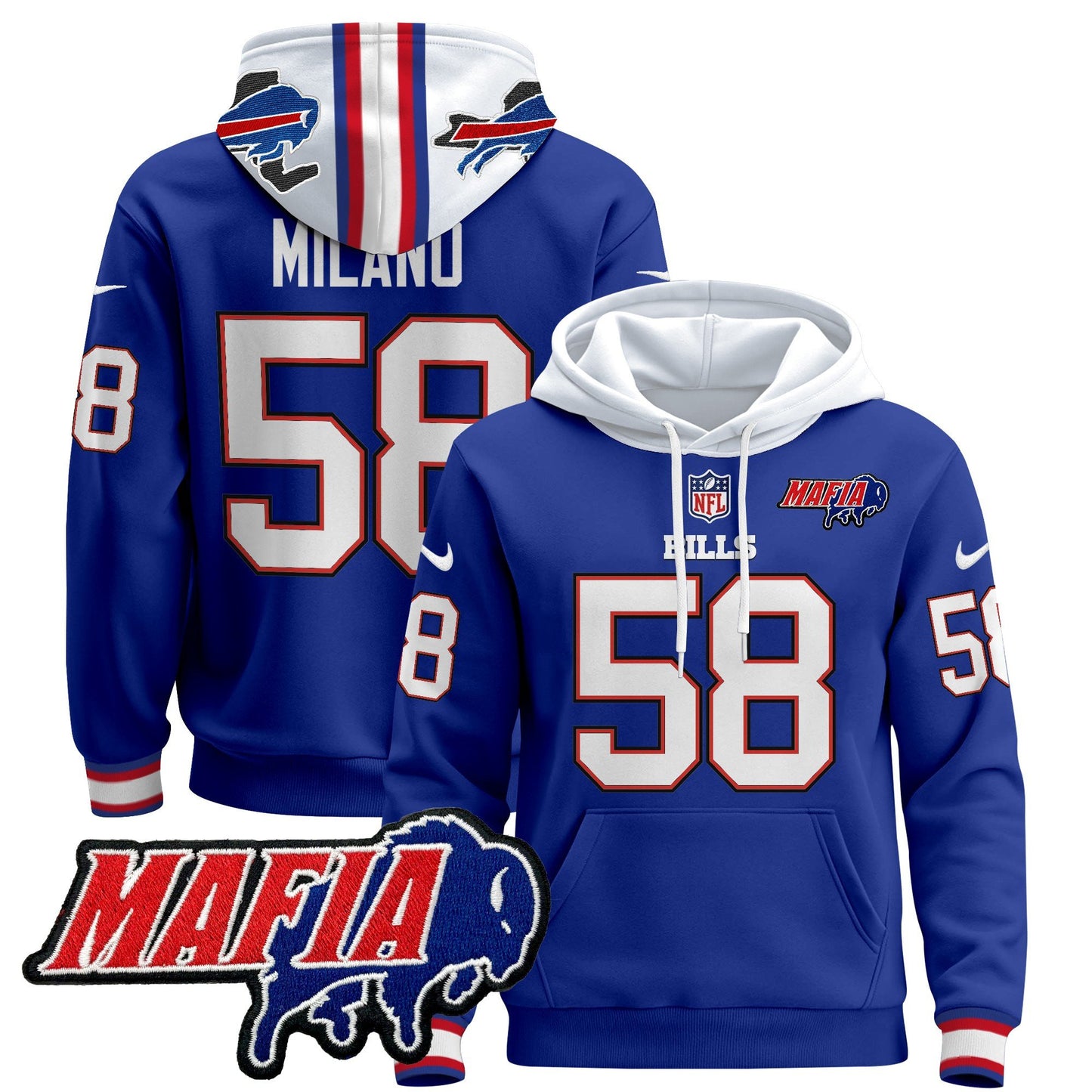 Buffalo Bills 2024 Bills Mafia Patch Pullover Hoodie