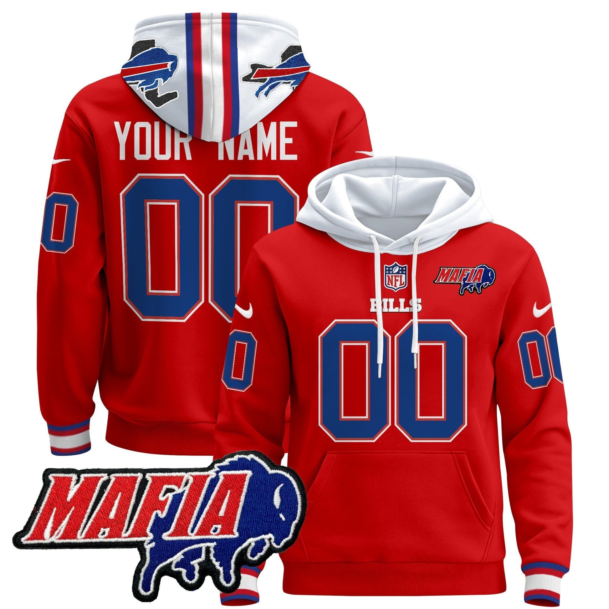 Buffalo Bills 2025 Bills Mafia Patch Custom Pullover Hoodie