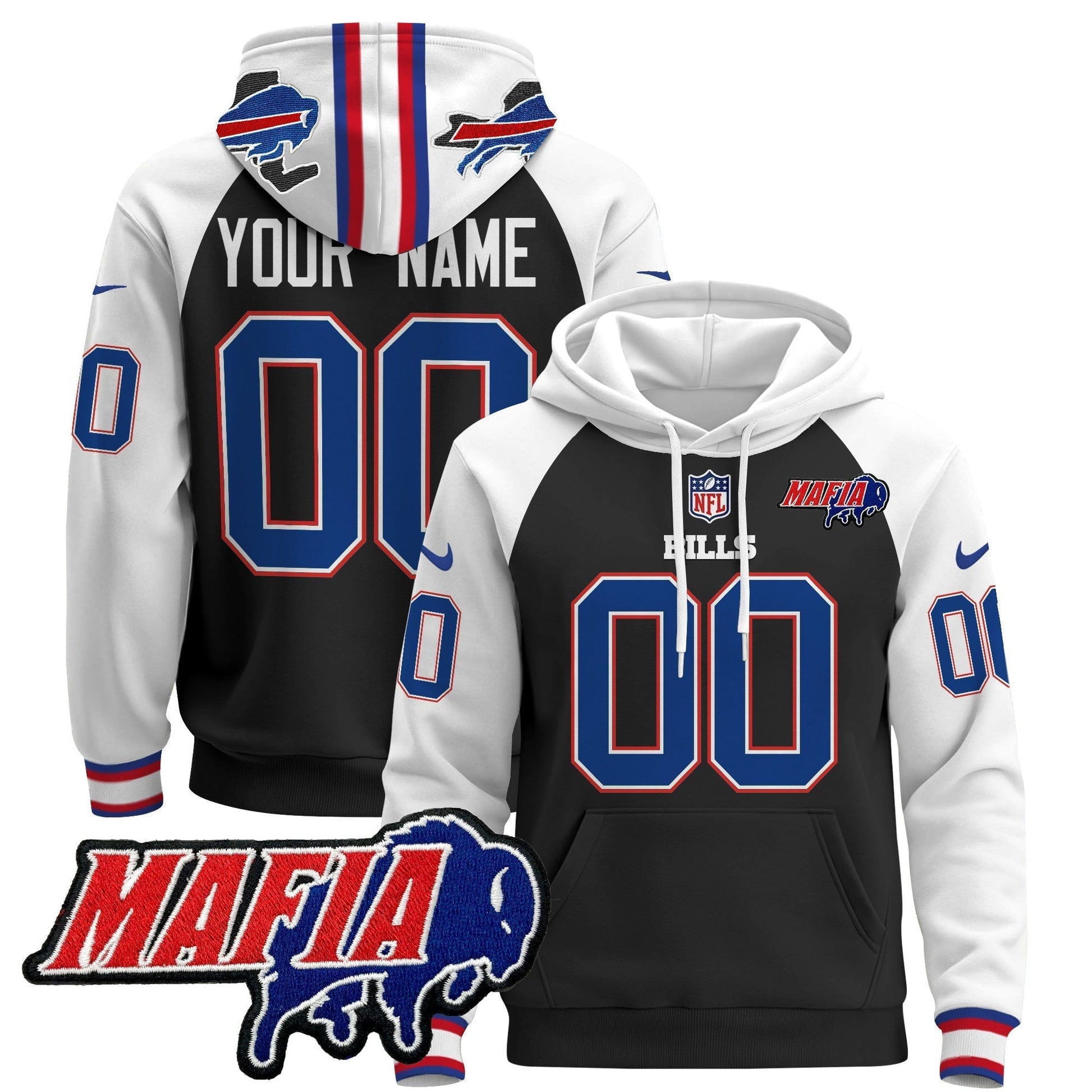 Buffalo Bills 2025 Bills Mafia Patch Custom Pullover Hoodie