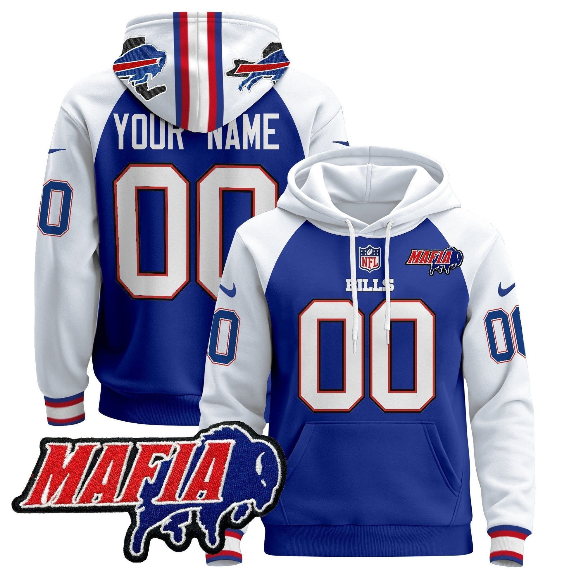 Buffalo Bills 2025 Bills Mafia Patch Custom Pullover Hoodie