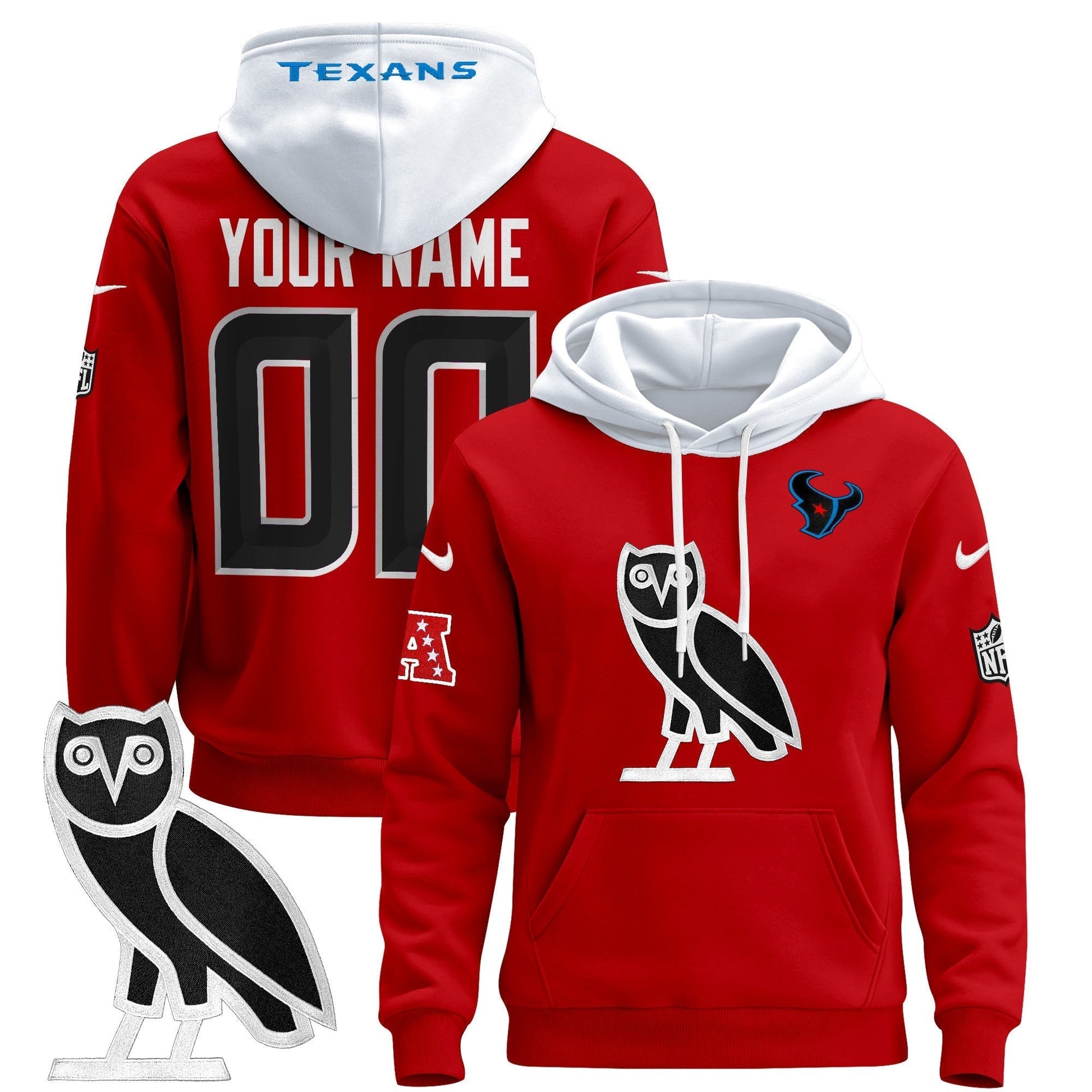 Houston Texans OVO 2024 Custom Pullover Hoodie