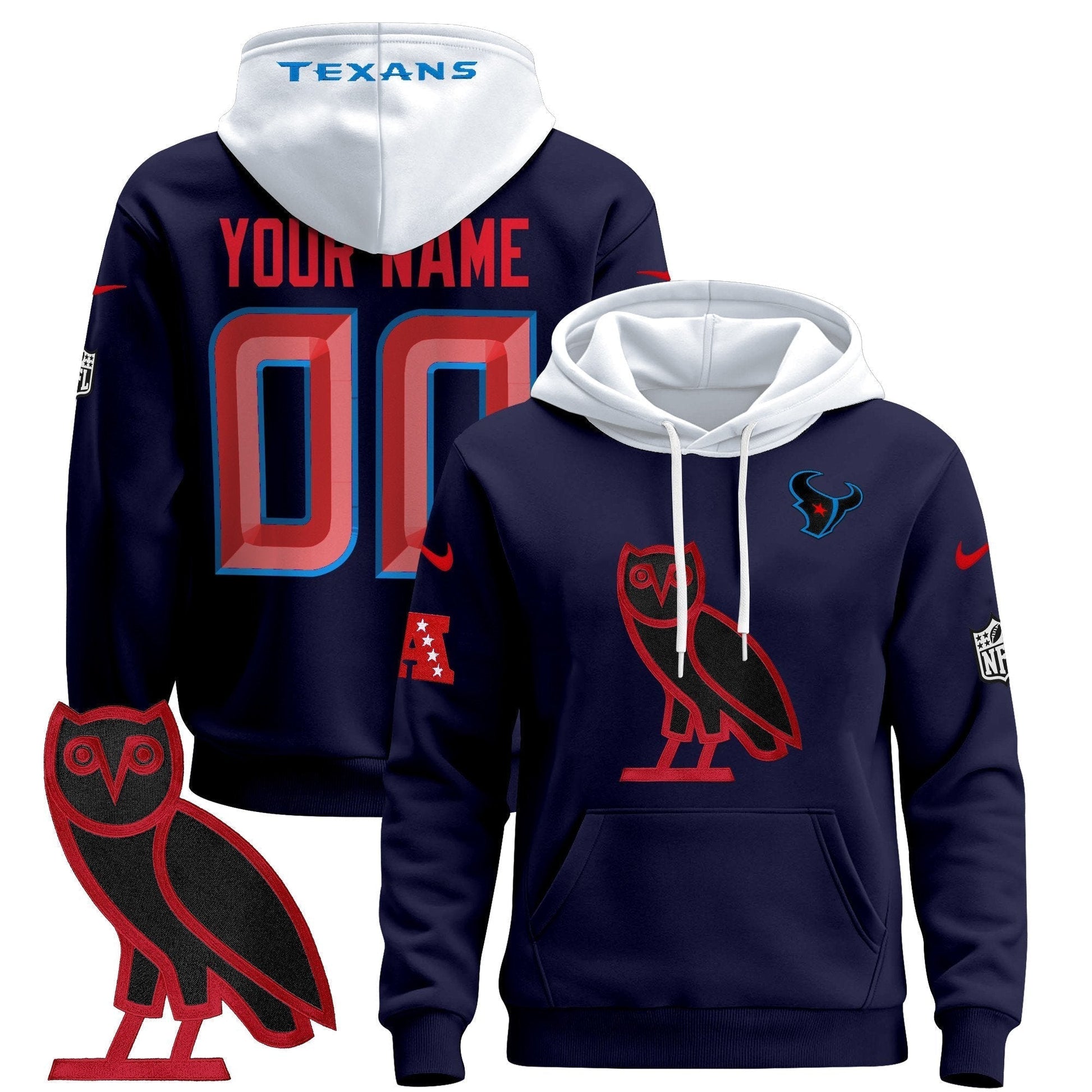 Houston Texans OVO 2024 Custom Pullover Hoodie
