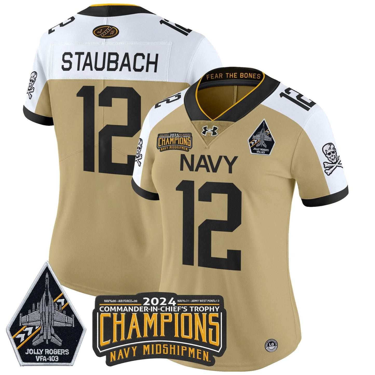Women's Navy Midshipmen 2024 Commander-In-Chief's Trophy Champions Patch Vapor Limited Jersey - All Stitched