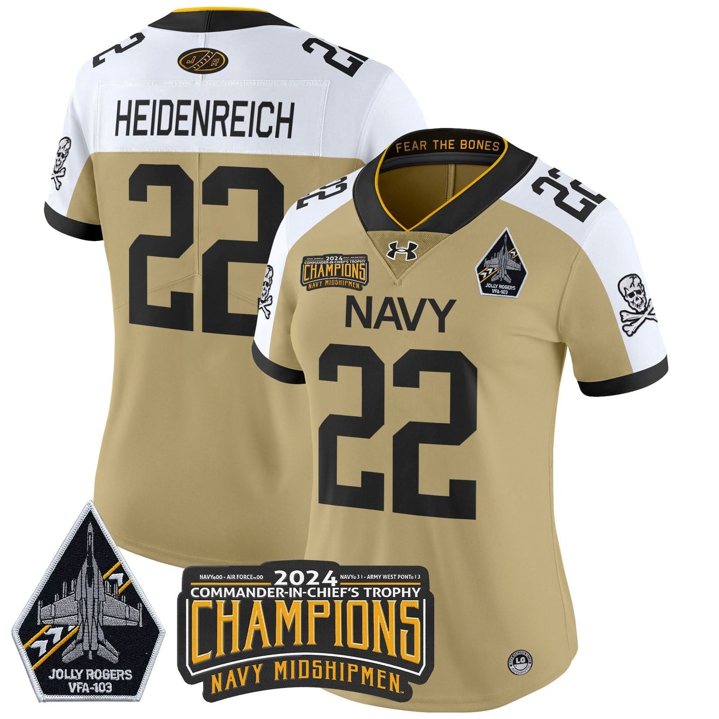 Women's Navy Midshipmen 2024 Commander-In-Chief's Trophy Champions Patch Vapor Limited Jersey - All Stitched
