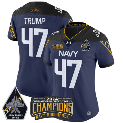 Women's Navy Midshipmen 2024 Commander-In-Chief's Trophy Champions Patch Vapor Limited Jersey - All Stitched
