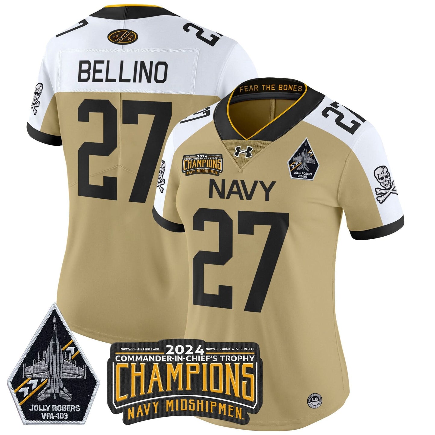Women's Navy Midshipmen 2024 Commander-In-Chief's Trophy Champions Patch Vapor Limited Jersey - All Stitched