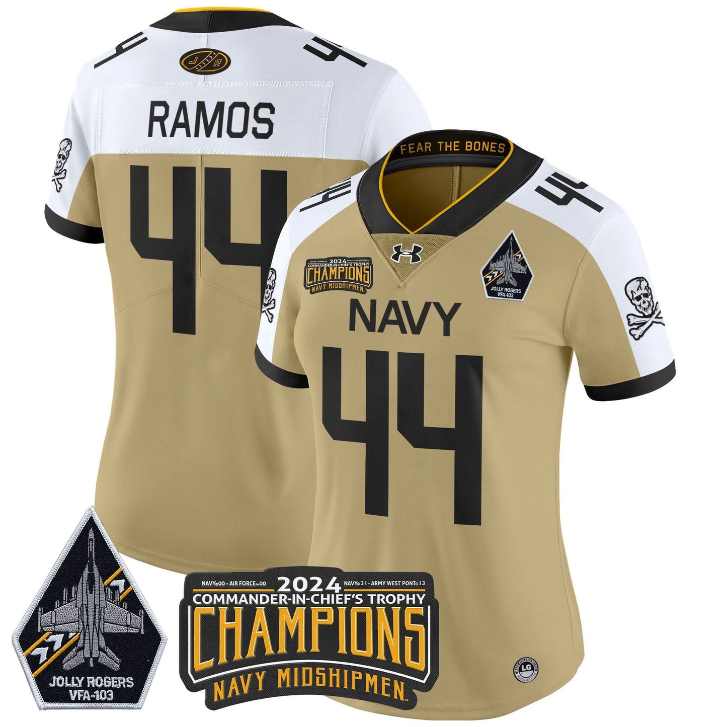 Women's Navy Midshipmen 2024 Commander-In-Chief's Trophy Champions Patch Vapor Limited Jersey - All Stitched