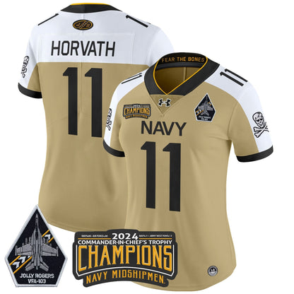 Women's Navy Midshipmen 2024 Commander-In-Chief's Trophy Champions Patch Vapor Limited Jersey - All Stitched