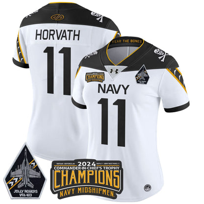 Women's Navy Midshipmen 2024 Commander-In-Chief's Trophy Champions Patch Vapor Limited Jersey - All Stitched