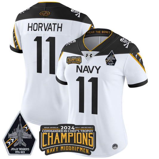 Women's Navy Midshipmen 2024 Commander-In-Chief's Trophy Champions Patch Vapor Limited Jersey - All Stitched