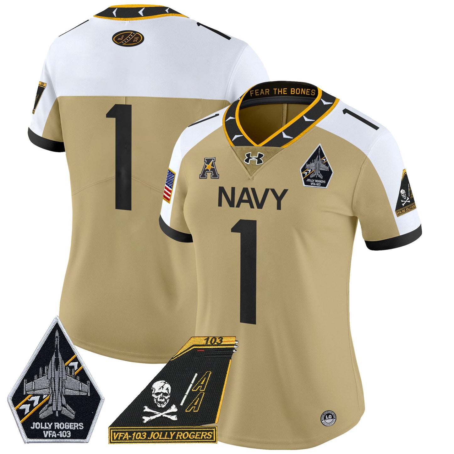 Women's Navy Midshipmen 2024 Jolly Rogers Patch Vapor Limited Jersey - All Stitched