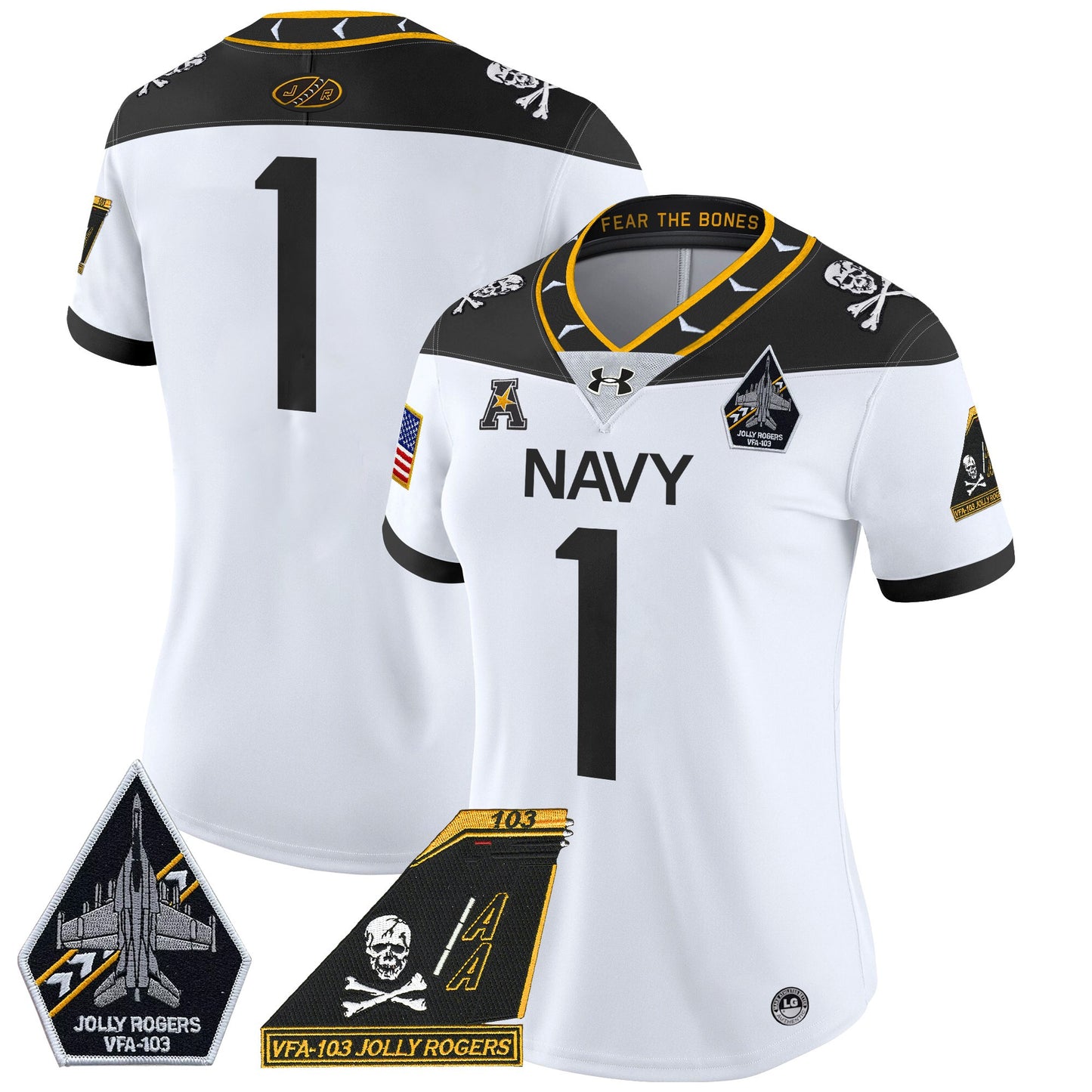 Women's Navy Midshipmen 2024 Jolly Rogers Patch Vapor Limited Jersey - All Stitched